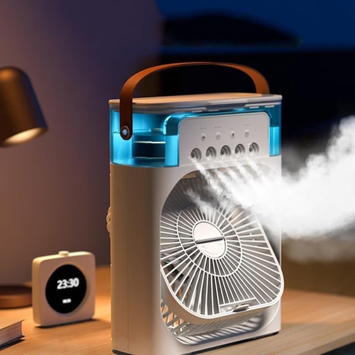 Portable Air Conditioner Fan, Mini Evaporative Air Cooler with 7 Colors LED Light, 1/2/3 H Timer, 3 Wind Speeds and 3 Spray Modes