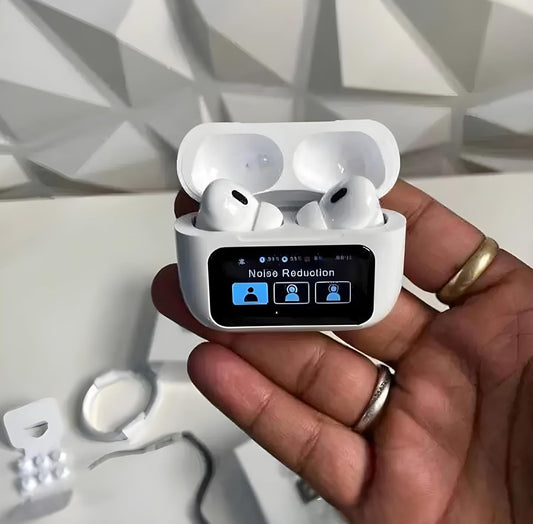 New A9 Pro Touch Noise Cancelling Earbuds 5G Active 5.4H Playtime 15m Range White Bluetooth In-Ear Headphones