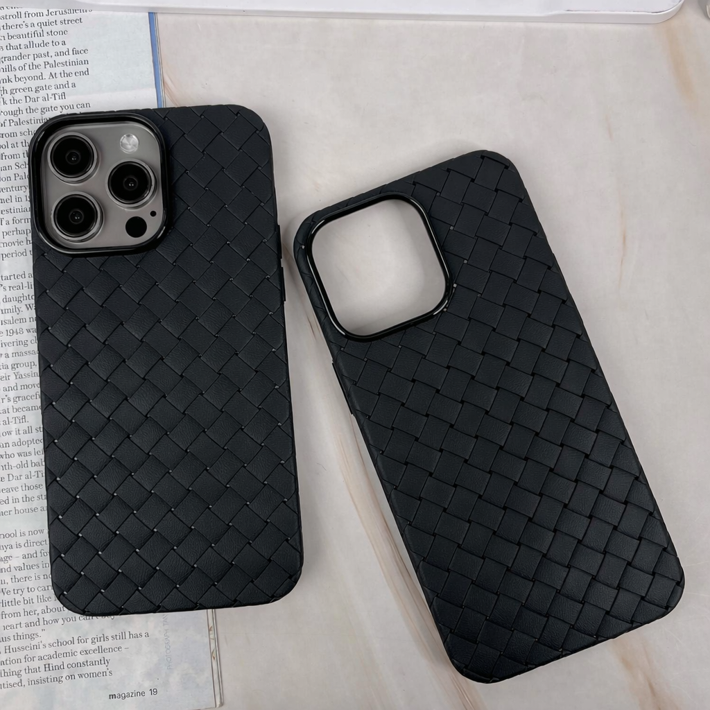 Premium Woven Pattern Shockproof Case for iPhone - Woven Grid Matte Protective Case