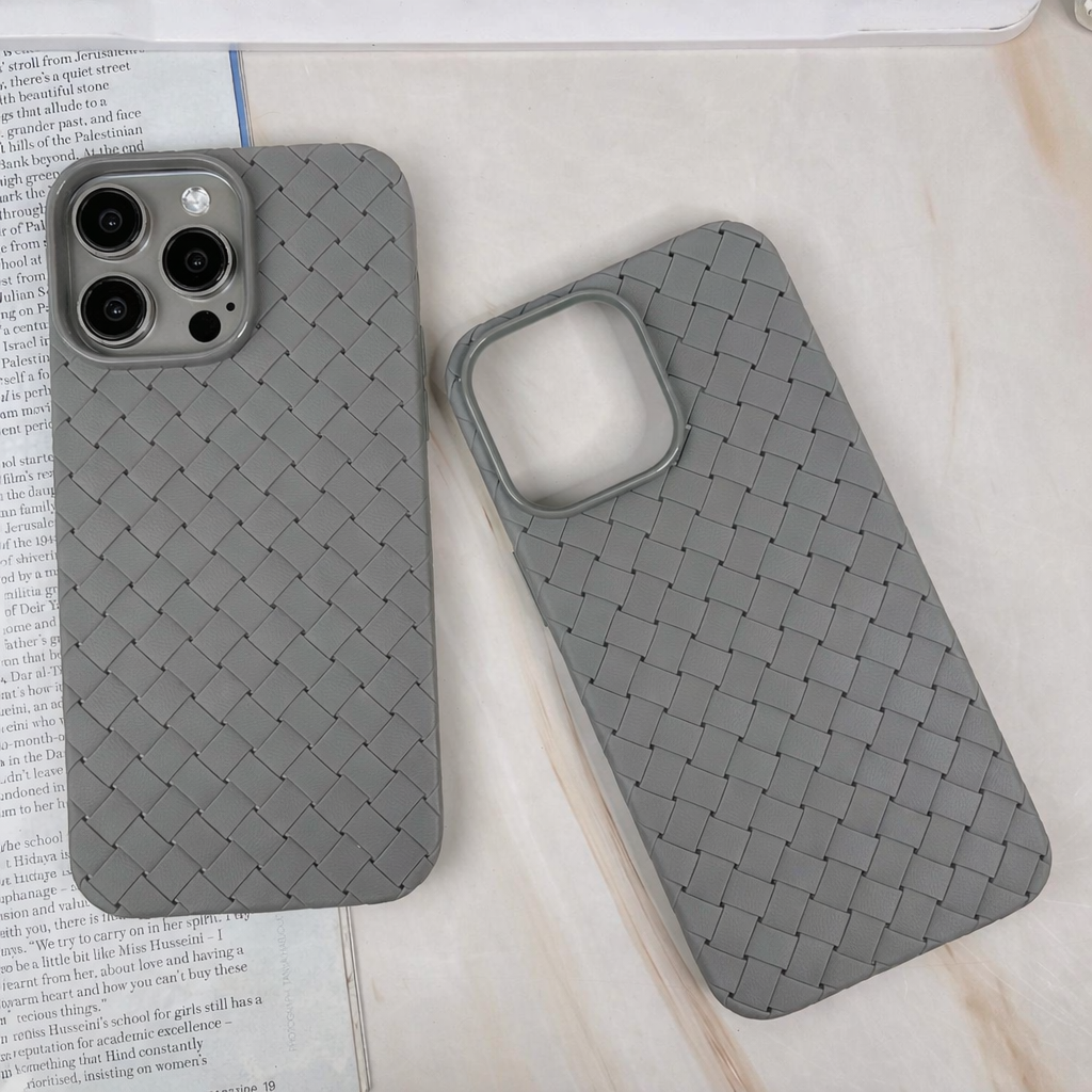 Premium Woven Pattern Shockproof Case for iPhone - Woven Grid Matte Protective Case