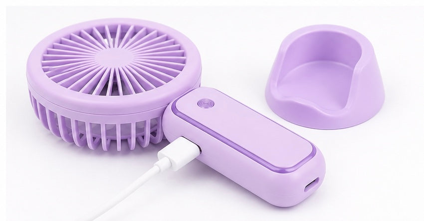 Mini USB Rechargeable Fan – 3 Speed Modes, Handheld & Desktop Stand Fan