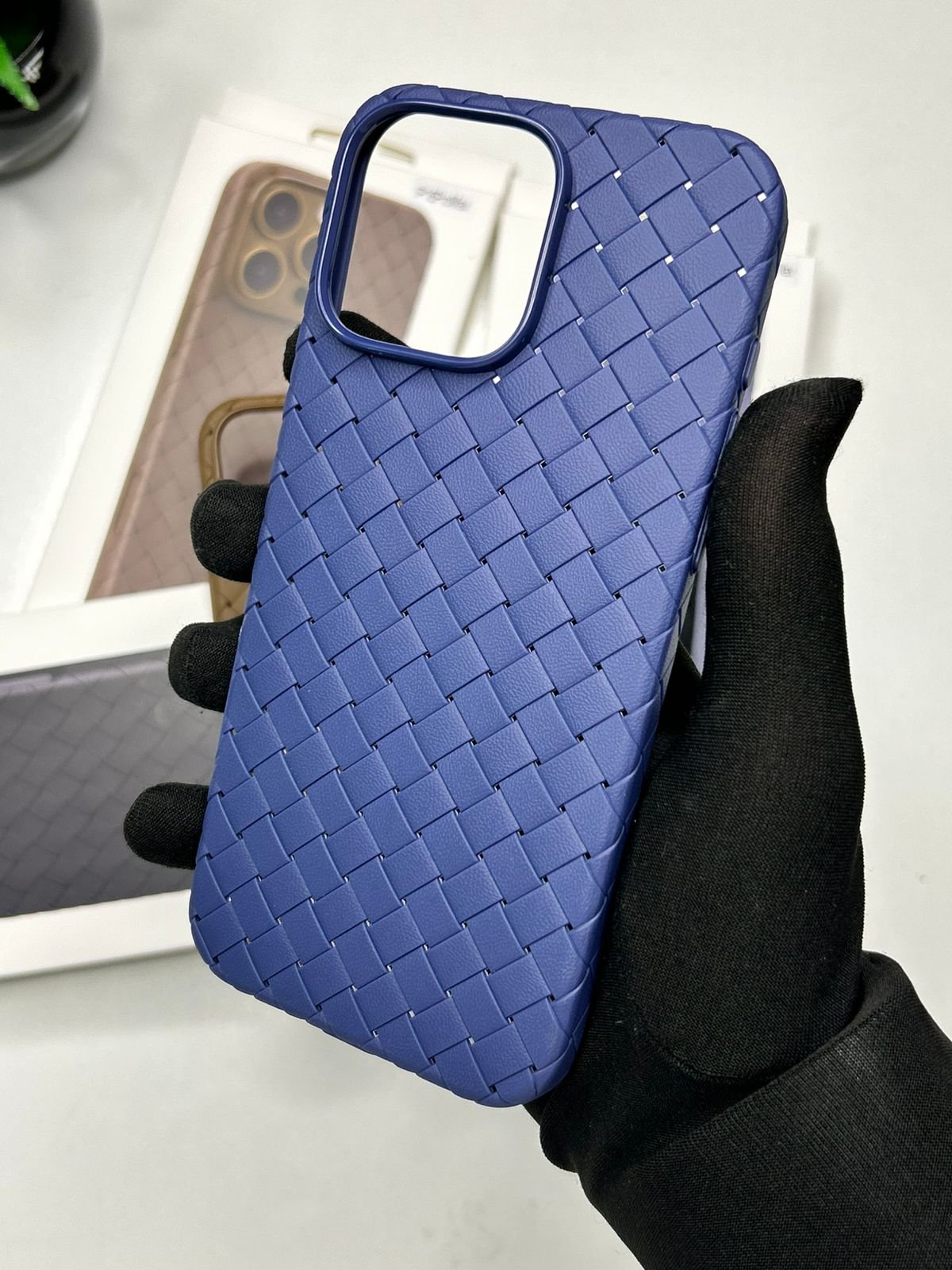 Premium Woven Pattern Shockproof Case for iPhone - Woven Grid Matte Protective Case