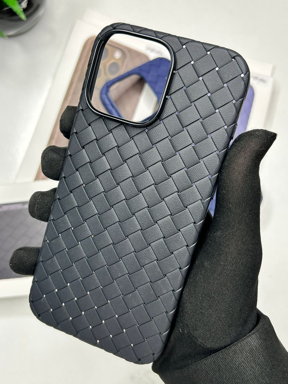 Premium Woven Pattern Shockproof Case for iPhone - Woven Grid Matte Protective Case